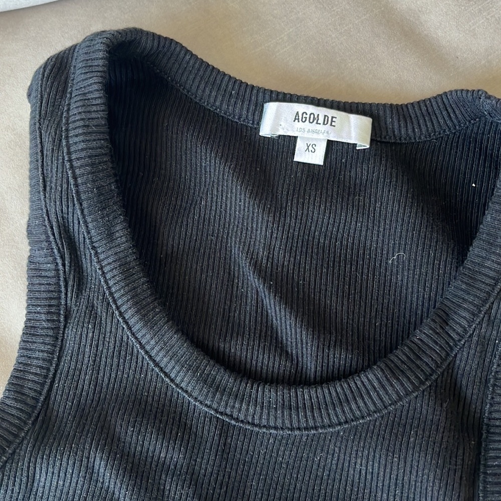 Agolde Black Ribbed Tank Top - Picture 2 of 3
